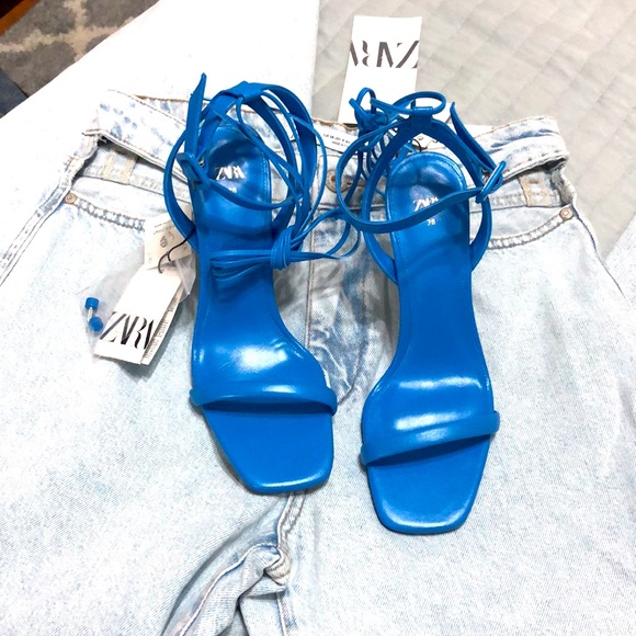 Zara heeled leather tie sandals - Picture 12 of 15